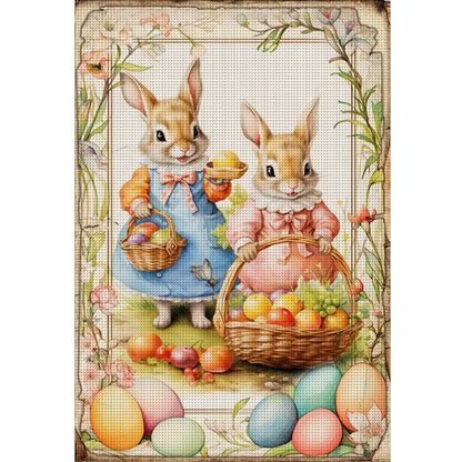 Retro Poster-Easter Egg Bunny - 11CT Stamped Cross Stitch 40*60CM