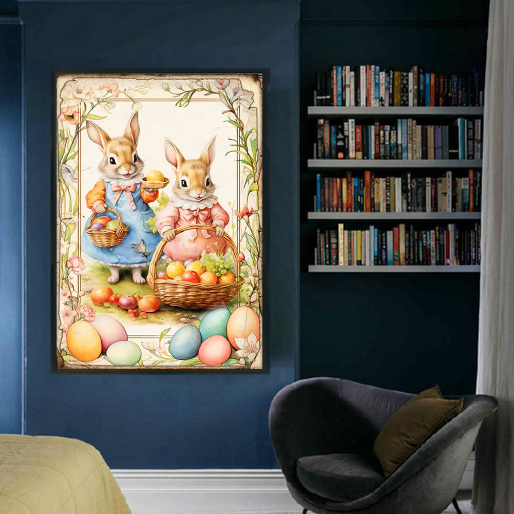 Retro Poster-Easter Egg Bunny - 11CT Stamped Cross Stitch 40*60CM