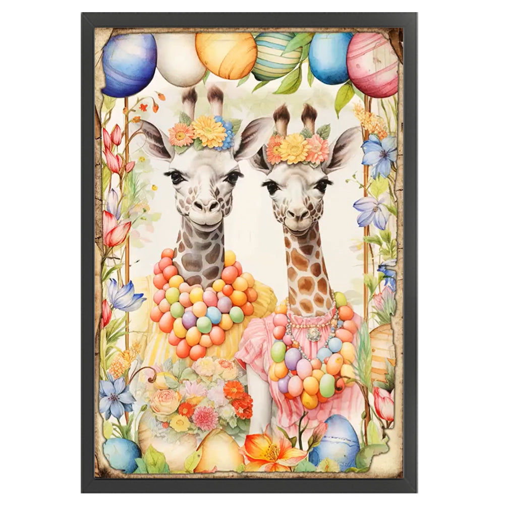 Retro Poster-Easter Egg Giraffe - 11CT Stamped Cross Stitch 40*60CM