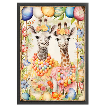 Retro Poster-Easter Egg Giraffe - 11CT Stamped Cross Stitch 40*60CM