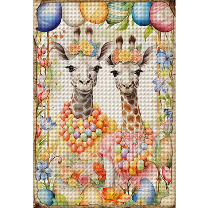 Retro Poster-Easter Egg Giraffe - 11CT Stamped Cross Stitch 40*60CM