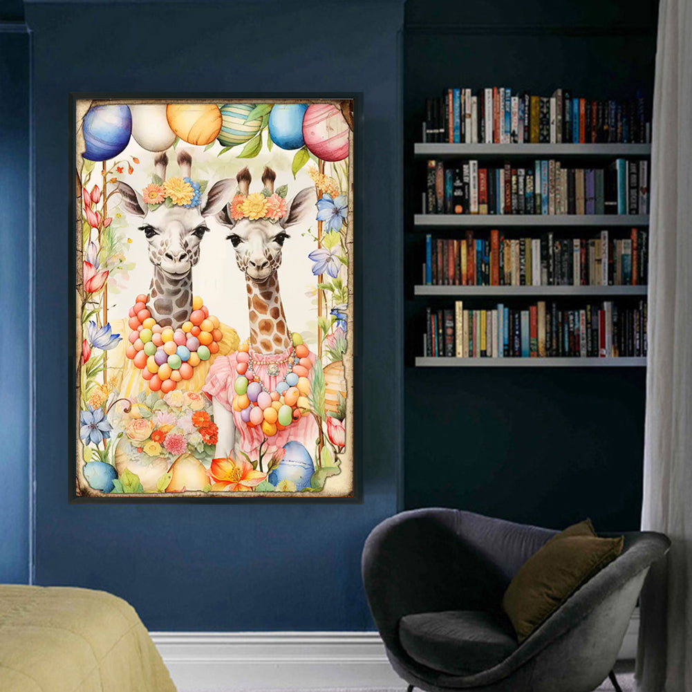 Retro Poster-Easter Egg Giraffe - 11CT Stamped Cross Stitch 40*60CM