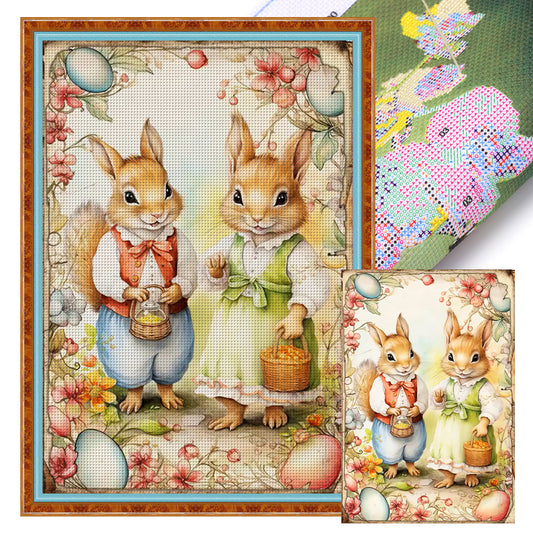 Retro Poster - Easter Egg Squirrel - 11CT Stamped Cross Stitch 40*60CM