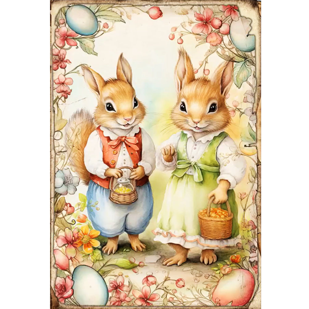 Retro Poster - Easter Egg Squirrel - 11CT Stamped Cross Stitch 40*60CM