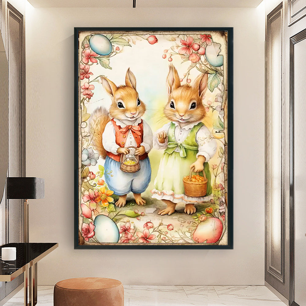 Retro Poster - Easter Egg Squirrel - 11CT Stamped Cross Stitch 40*60CM