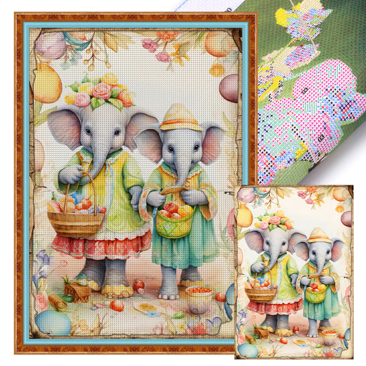 Retro Poster-Easter Egg Elephant - 11CT Stamped Cross Stitch 40*60CM