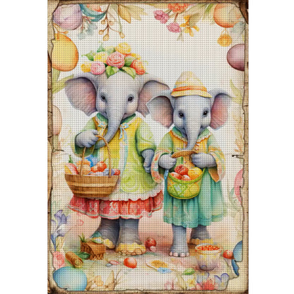 Retro Poster-Easter Egg Elephant - 11CT Stamped Cross Stitch 40*60CM