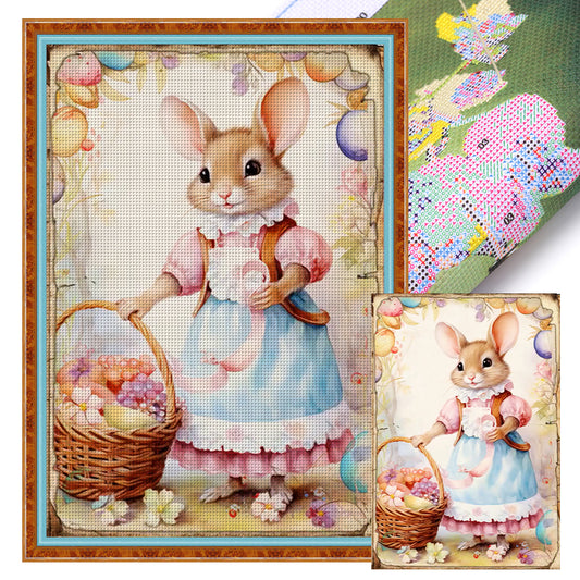 Retro Poster-Easter Egg Mouse - 11CT Stamped Cross Stitch 40*60CM