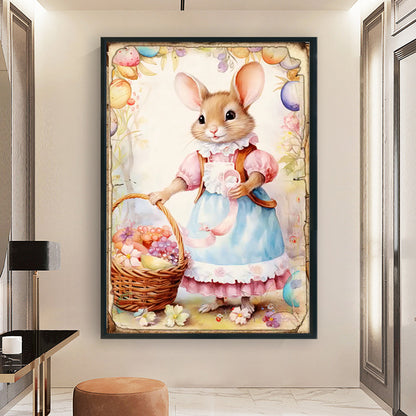 Retro Poster-Easter Egg Mouse - 11CT Stamped Cross Stitch 40*60CM