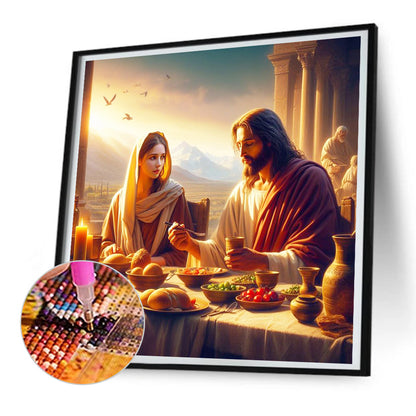 Jesus Dines With Believers - Full Round Drill Diamond Painting 30*30CM