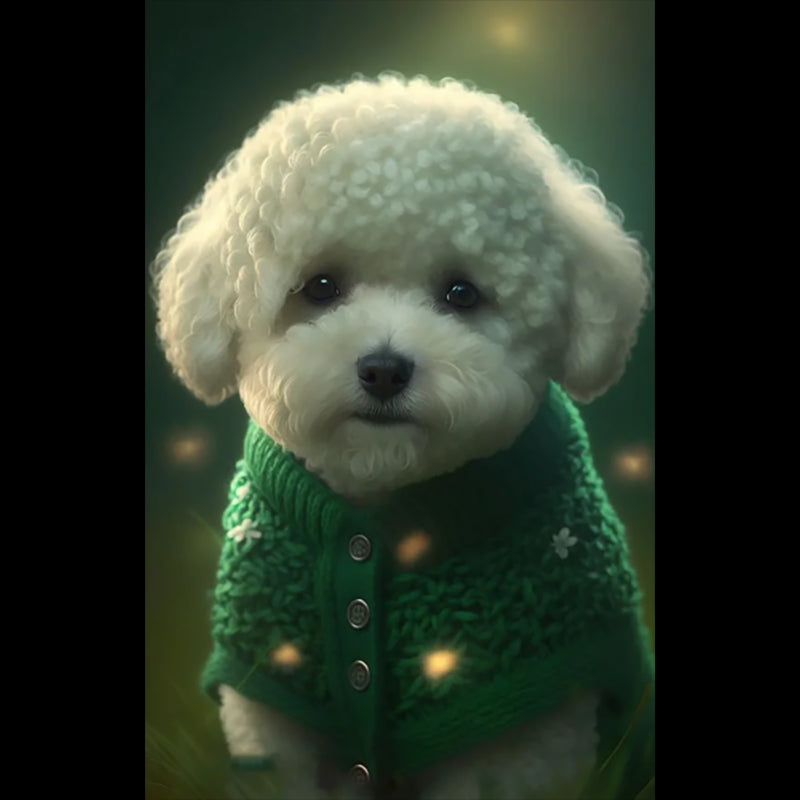 Green Sweater Bichon Frize - 11CT Stamped Cross Stitch 40*60CM