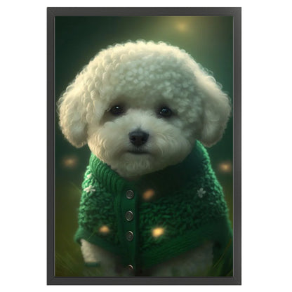 Green Sweater Bichon Frize - 11CT Stamped Cross Stitch 40*60CM