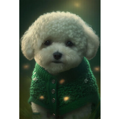 Green Sweater Bichon Frize - 11CT Stamped Cross Stitch 40*60CM