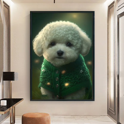 Green Sweater Bichon Frize - 11CT Stamped Cross Stitch 40*60CM