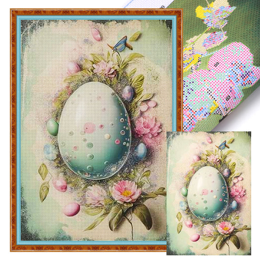 Retro Poster-Flowers, Easter Eggs And Birds - 11CT Stamped Cross Stitch 40*60CM