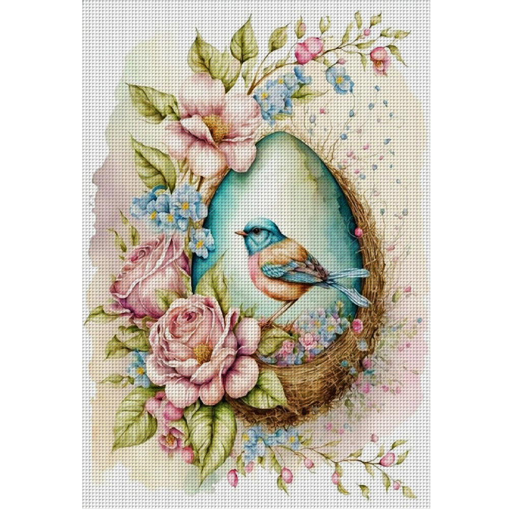 Retro Poster-Flowers And Easter Eggs - 11CT Stamped Cross Stitch 40*60CM