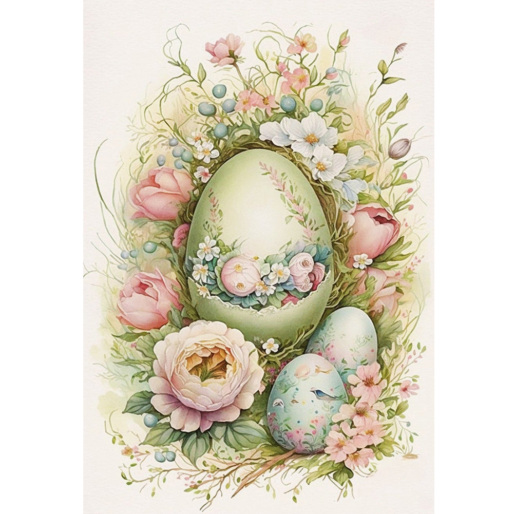 Retro Poster-Flowers And Easter Eggs - 11CT Stamped Cross Stitch 40*60CM