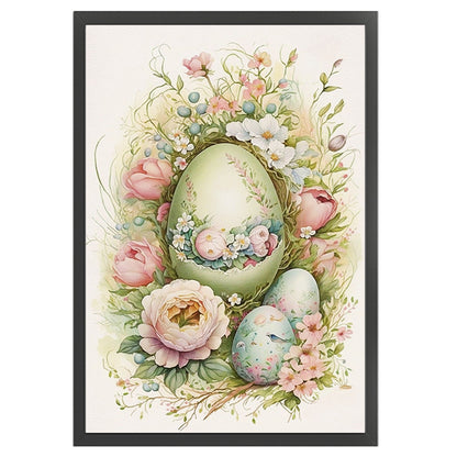 Retro Poster-Flowers And Easter Eggs - 11CT Stamped Cross Stitch 40*60CM