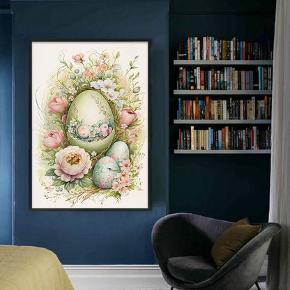 Retro Poster-Flowers And Easter Eggs - 11CT Stamped Cross Stitch 40*60CM