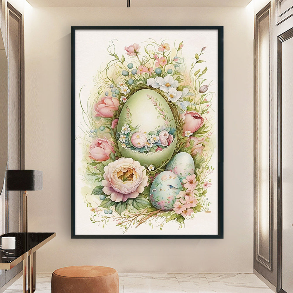 Retro Poster-Flowers And Easter Eggs - 11CT Stamped Cross Stitch 40*60CM