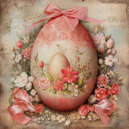 Easter Flowers And Eggs - 11CT Stamped Cross Stitch 45*45CM