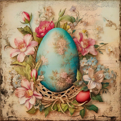 Easter Flowers And Eggs - 11CT Stamped Cross Stitch 45*45CM