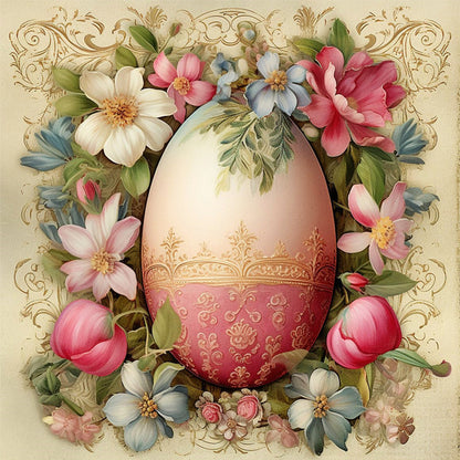 Easter Flowers And Eggs - 11CT Stamped Cross Stitch 45*45CM