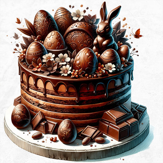 Easter Chocolate Cake - Full Round Drill Diamond Painting 30*30CM