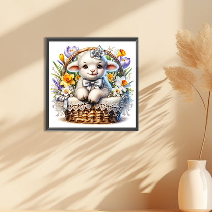 Little Lamb In Daffodil Blue - Full Round Drill Diamond Painting 30*30CM