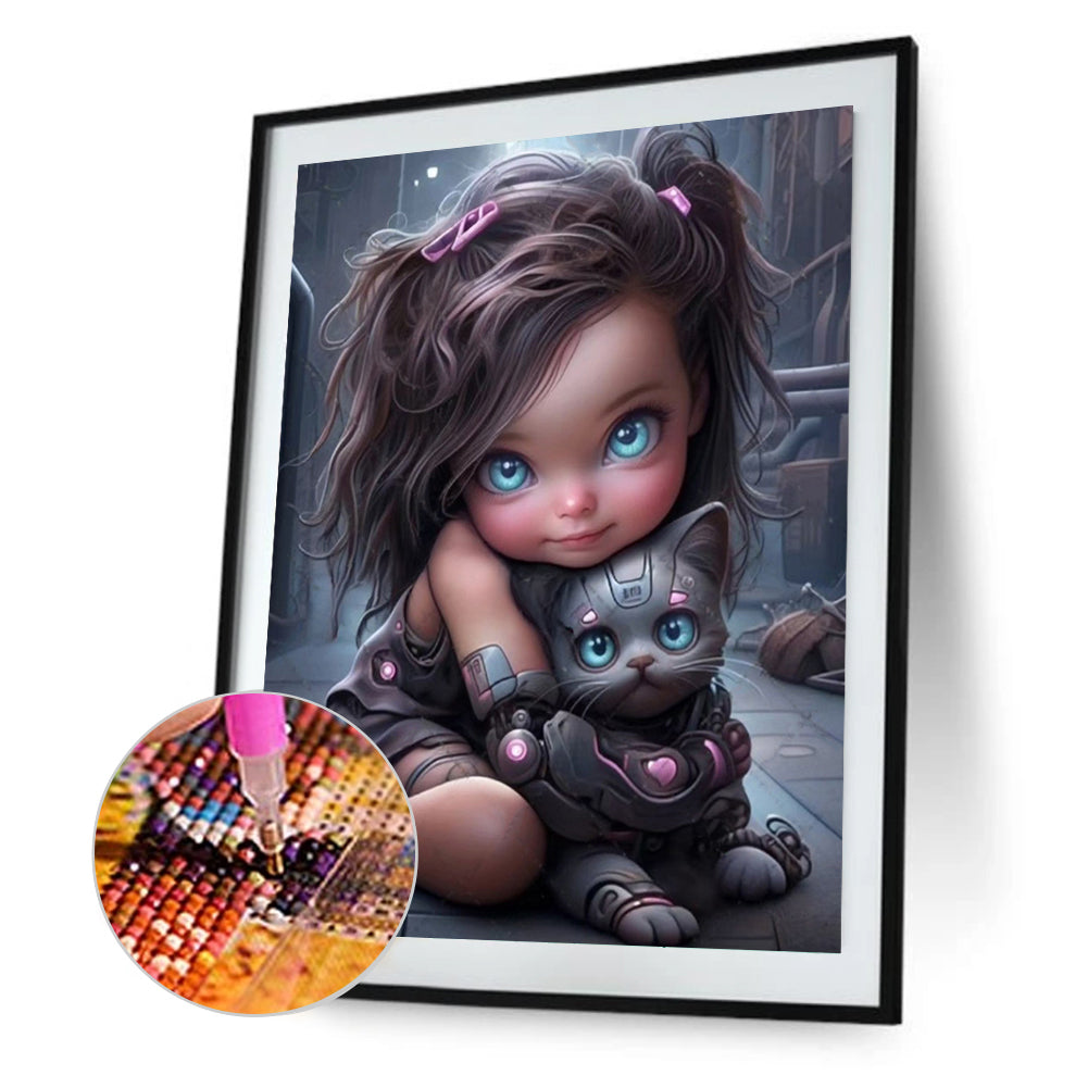 Punk Little Girl - Full Round Drill Diamond Painting 30*40CM