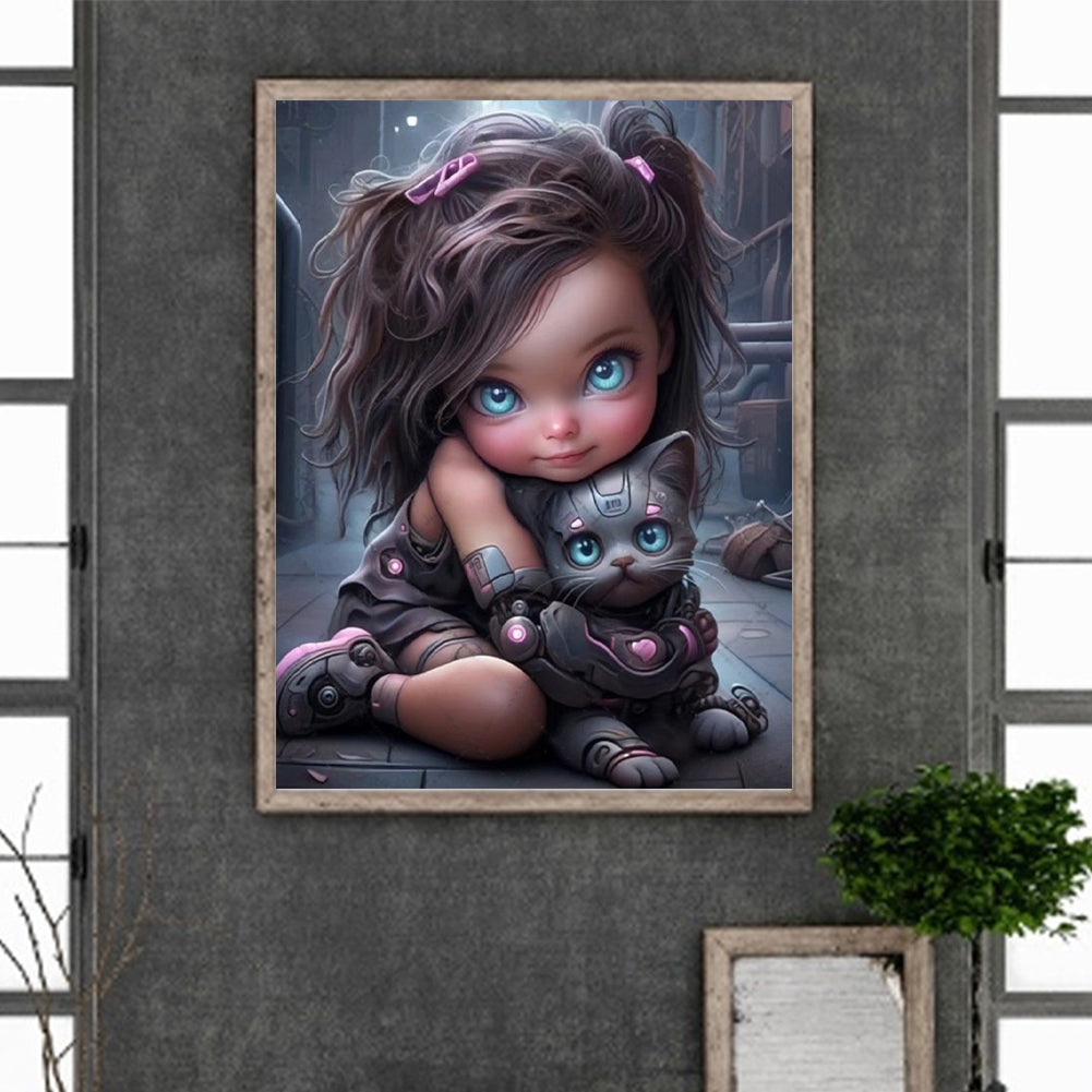 Punk Little Girl - Full Round Drill Diamond Painting 30*40CM