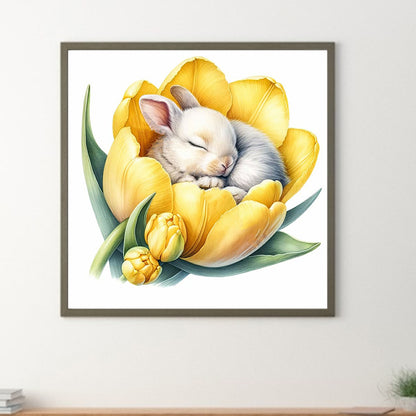 Budding Rabbit - Full Round Drill Diamond Painting 30*30CM