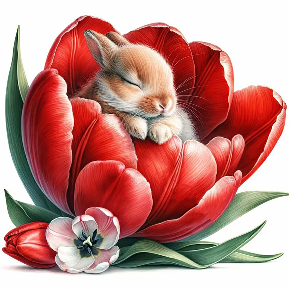 Budding Rabbit - Full Round Drill Diamond Painting 30*30CM