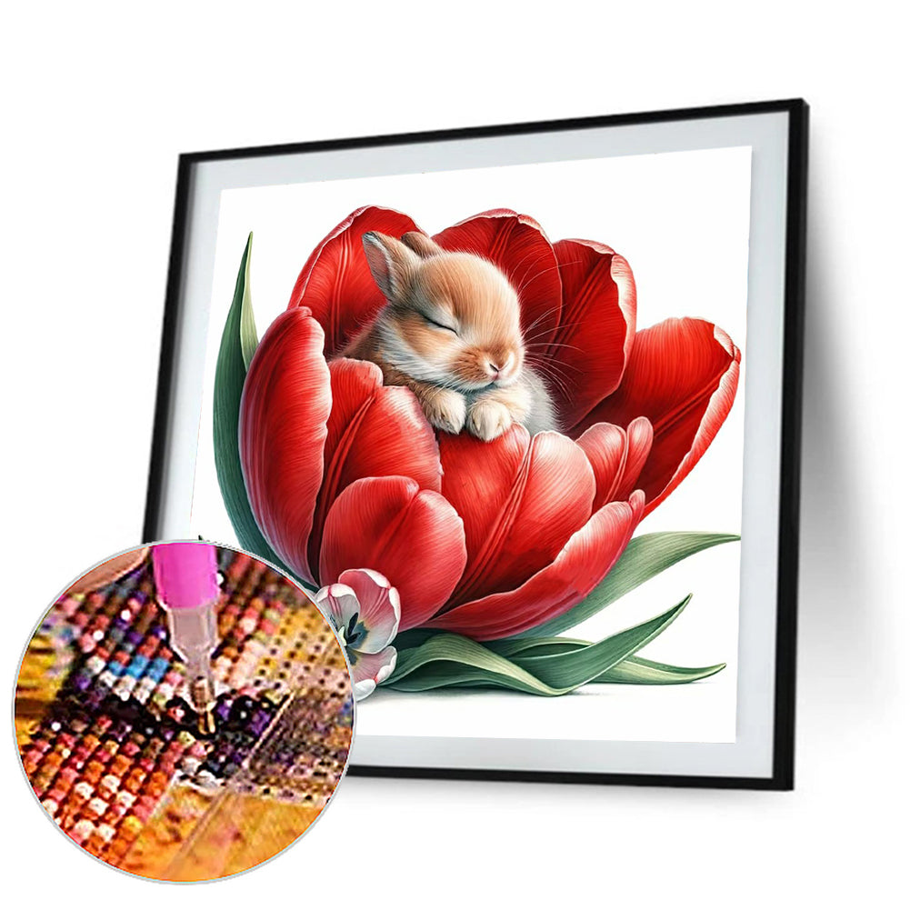 Budding Rabbit - Full Round Drill Diamond Painting 30*30CM