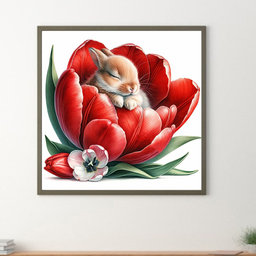 Budding Rabbit - Full Round Drill Diamond Painting 30*30CM