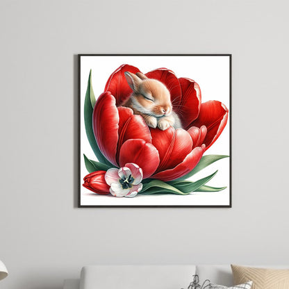 Budding Rabbit - Full Round Drill Diamond Painting 30*30CM