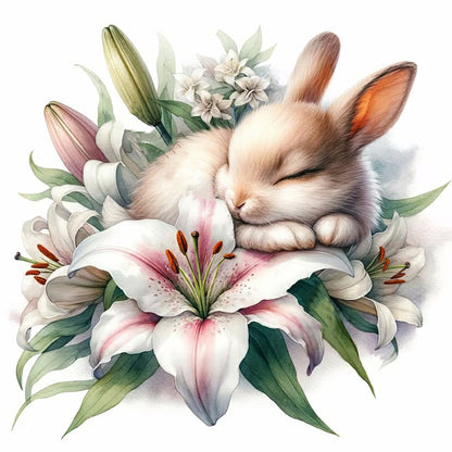 Budding Rabbit - Full Round Drill Diamond Painting 30*30CM