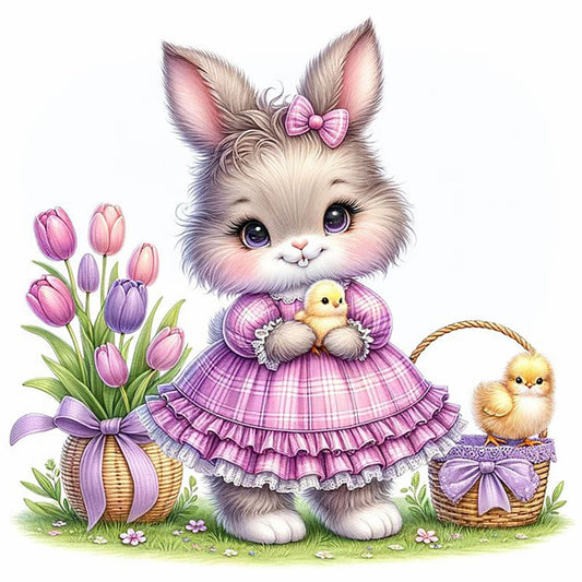 Cartoon Bunny - Full Round Drill Diamond Painting 30*30CM