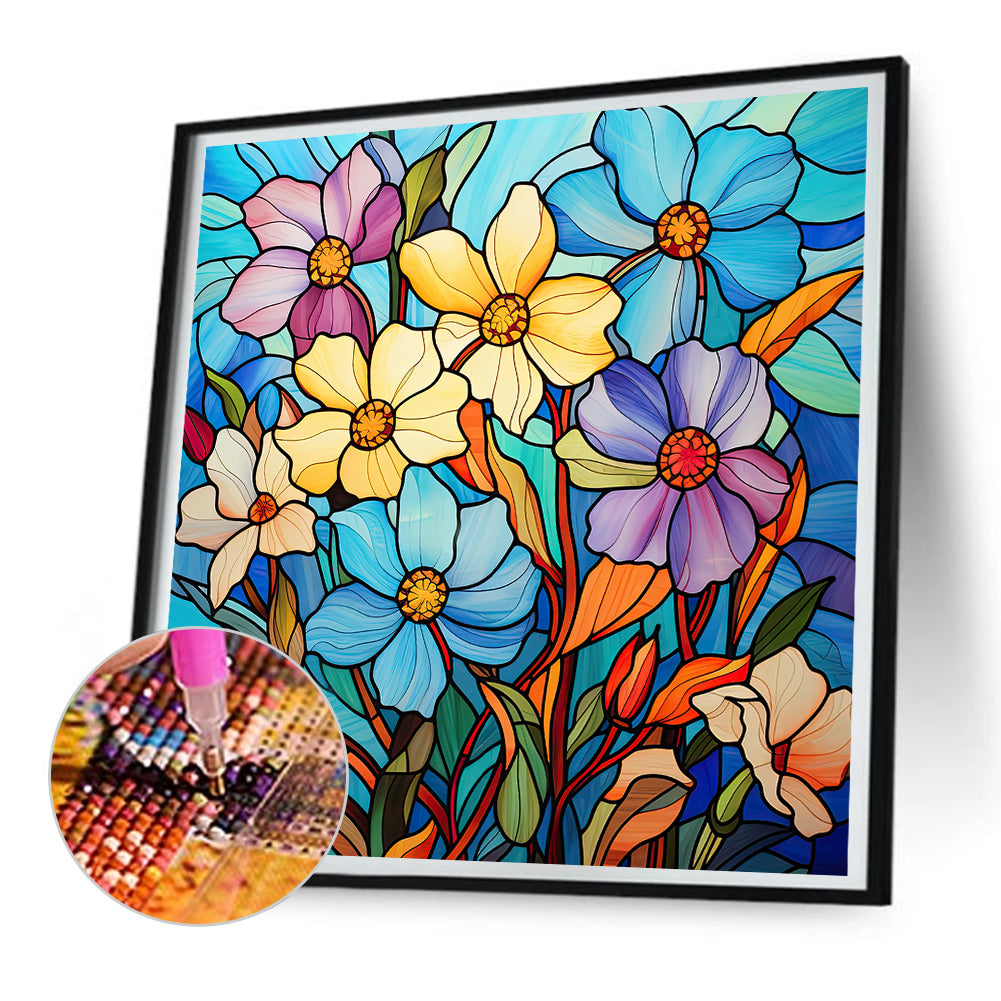 Glass Painting Colorful Daffodils - Full Round Drill Diamond Painting 30*30CM