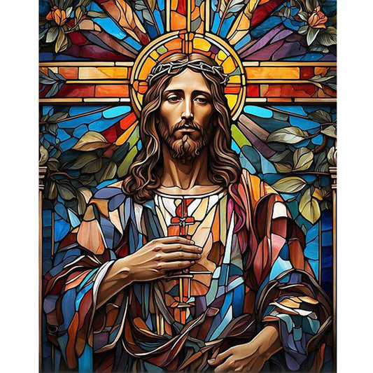 Glass Painting Jesus - Full Round Drill Diamond Painting 40*50CM
