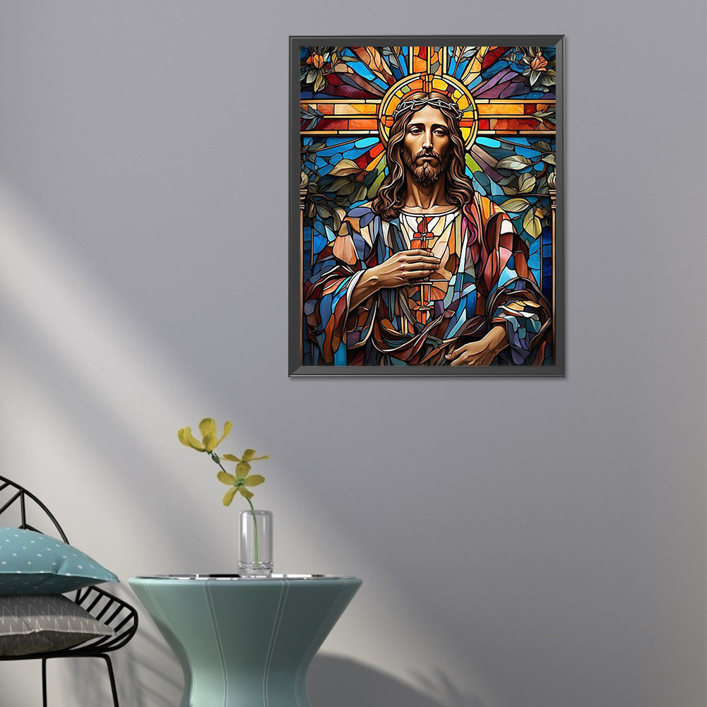 Glass Painting Jesus - Full Round Drill Diamond Painting 40*50CM