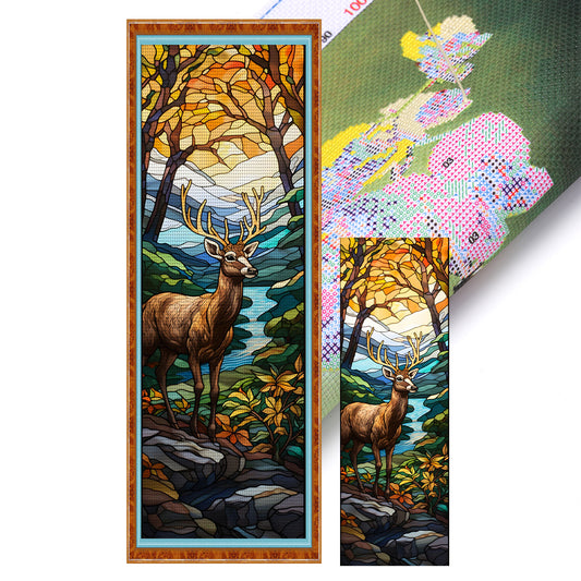 Glass Painting-Deer In The Forest - 11CT Stamped Cross Stitch 30*80CM