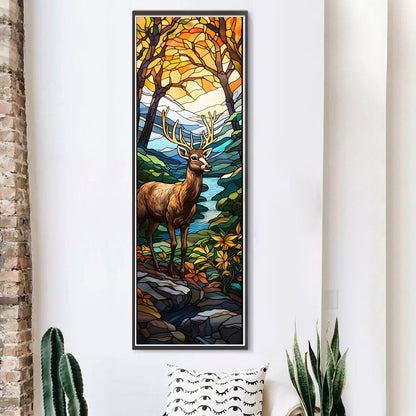 Glass Painting-Deer In The Forest - 11CT Stamped Cross Stitch 30*80CM