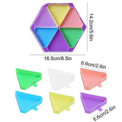 Large Capacity DIY Hexagonal Diamond Painting Tray with Spoon Brush(Mixed Color)