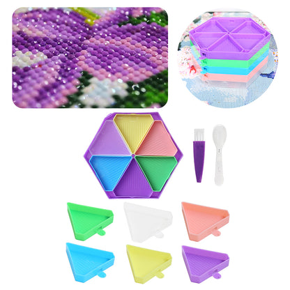 Large Capacity DIY Hexagonal Diamond Painting Tray with Spoon Brush(Mixed Color)