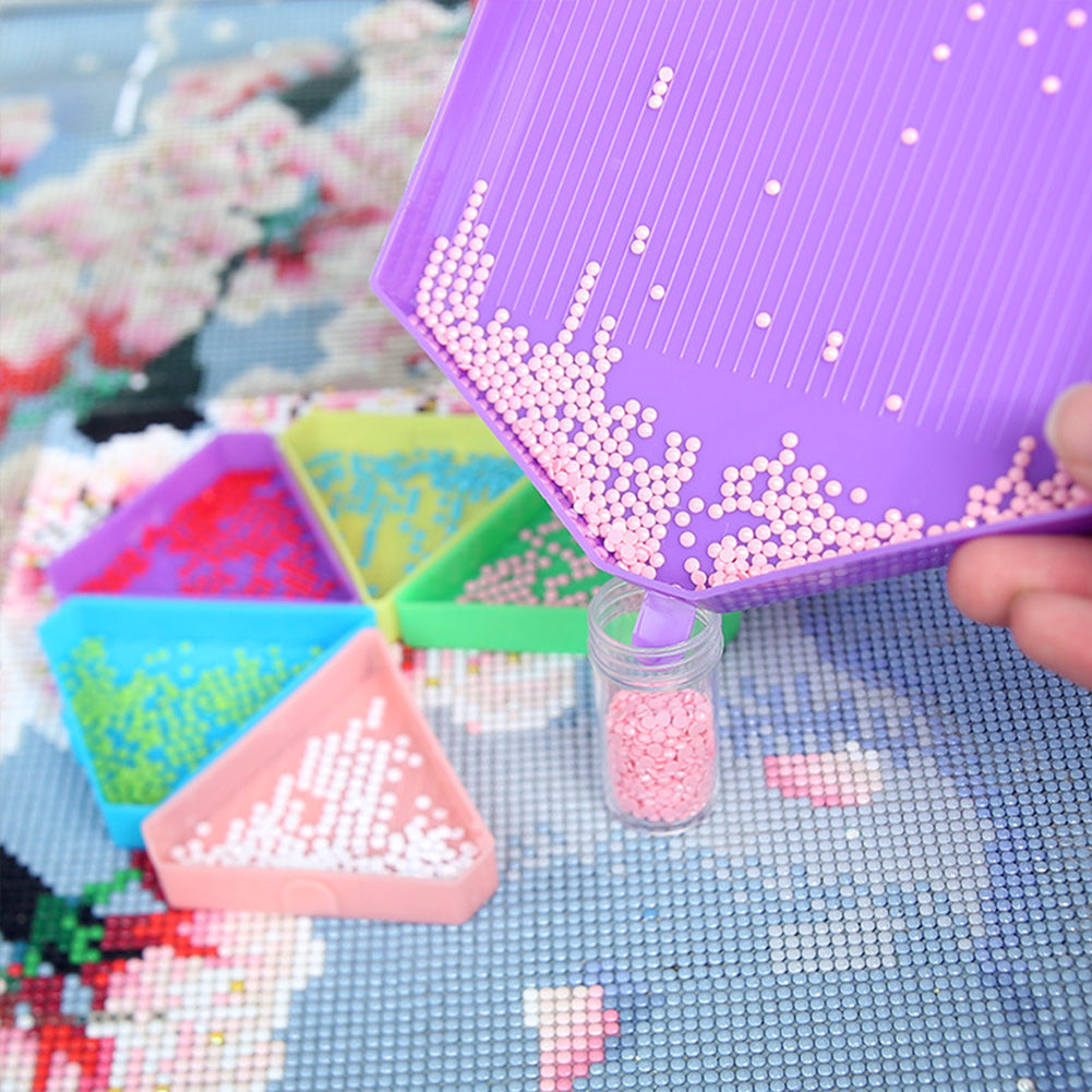 Large Capacity DIY Hexagonal Diamond Painting Tray with Spoon Brush(Mixed Color)