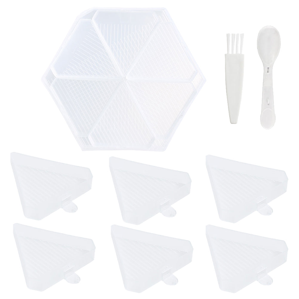 Large Capacity DIY Hexagonal Diamond Painting Tray Kit with Spoon Brush (Clear)