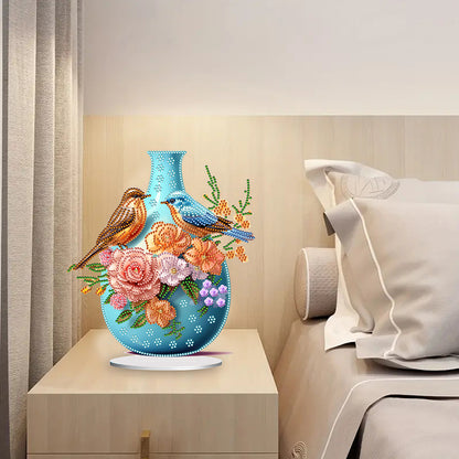 Acrylic Bird Flower Vase Desktop Diamond Painting Art Kits for Home Office Decor