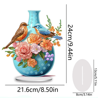 Acrylic Bird Flower Vase Desktop Diamond Painting Art Kits for Home Office Decor