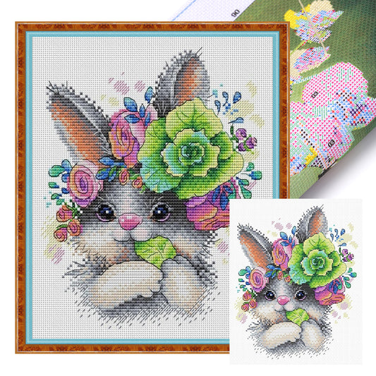 Charming Bunny - 14CT Stamped Cross Stitch 20*25CM(Joy Sunday)